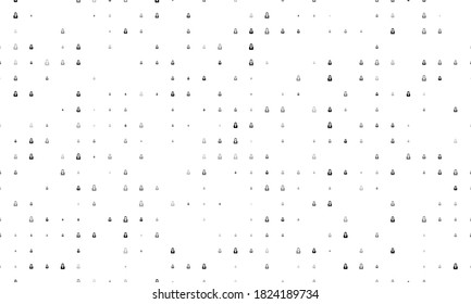 Seamless background pattern of evenly spaced black business woman symbols of different sizes and opacity. Vector illustration on white background