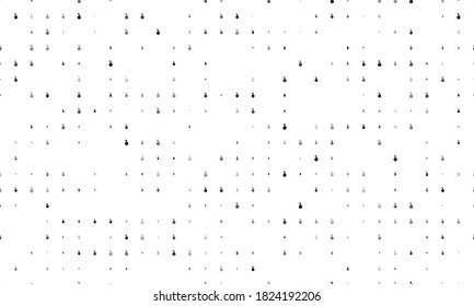 Seamless background pattern of evenly spaced black bomb symbols of different sizes and opacity. Vector illustration on white background