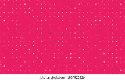 Seamless background pattern of evenly spaced white man with man symbols of different sizes and opacity. Vector illustration on pink background with stars