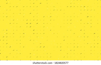 Seamless background pattern of evenly spaced black trumpet symbols of different sizes and opacity. Vector illustration on yellow background with stars