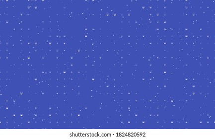 Seamless background pattern of evenly spaced white drum symbols of different sizes and opacity. Vector illustration on indigo background with stars