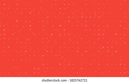 Seamless background pattern of evenly spaced white dolphin symbols of different sizes and opacity. Vector illustration on red background with stars