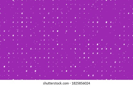Seamless background pattern of evenly spaced white school bag symbols of different sizes and opacity. Vector illustration on purple background with stars