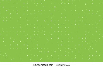 Seamless background pattern of evenly spaced white school supplies symbols of different sizes and opacity. Vector illustration on light green background with stars