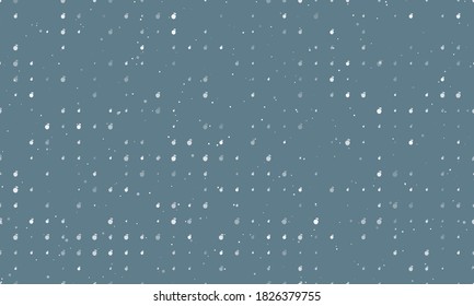 Seamless background pattern of evenly spaced white apple symbols of different sizes and opacity. Vector illustration on blue grey background with stars