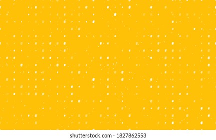 Seamless background pattern of evenly spaced white school bag symbols of different sizes and opacity. Vector illustration on amber background with stars