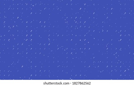 Seamless background pattern of evenly spaced white old key symbols of different sizes and opacity. Vector illustration on indigo background with stars