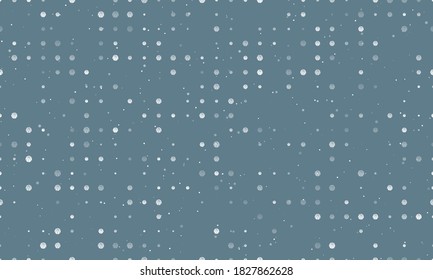 Seamless background pattern of evenly spaced white basketball symbols of different sizes and opacity. Vector illustration on blue grey background with stars