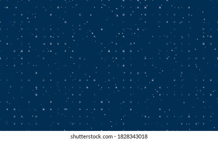 Seamless background pattern of evenly spaced white champagne toast symbols of different sizes and opacity. Vector illustration on dark blue background with stars