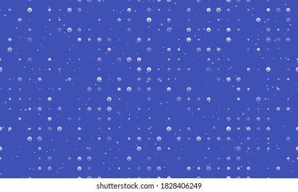 Seamless background pattern of evenly spaced white laughter Emoticons of different sizes and opacity. Vector illustration on indigo background with stars