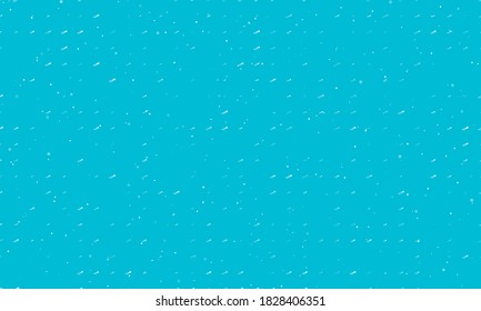 Seamless background pattern of evenly spaced white trumpet symbols of different sizes and opacity. Vector illustration on cyan background with stars