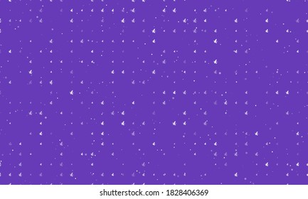 Nahtlose Hintergrundmuster mit gleichmäßig verteilten, weißen, geschälten Bananensymbolen unterschiedlicher Größe und Deckkraft. Vektorgrafik auf tiefviolettem Hintergrund mit Sternen