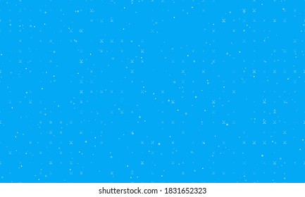 Seamless background pattern of evenly spaced white hockey symbols of different sizes and opacity. Vector illustration on light blue background with stars