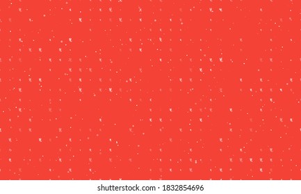 Seamless background pattern of evenly spaced white scorpio symbols of different sizes and opacity. Vector illustration on red background with stars