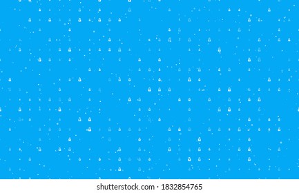 Seamless background pattern of evenly spaced white business woman symbols of different sizes and opacity. Vector illustration on light blue background with stars