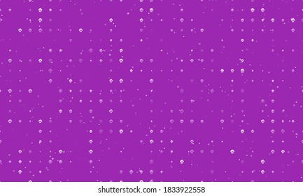 Seamless background pattern of evenly spaced white cloud technology symbols of different sizes and opacity. Vector illustration on purple background with stars