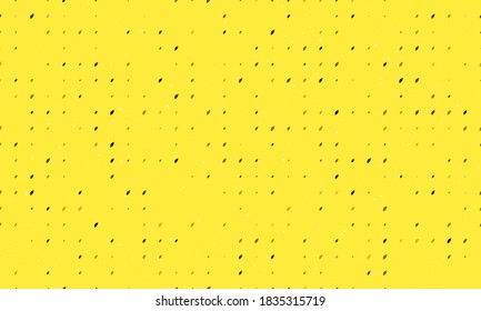 Seamless background pattern of evenly spaced black leaflet symbols of different sizes and opacity. Vector illustration on yellow background with stars