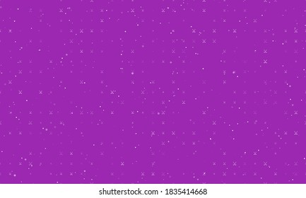 Seamless background pattern of evenly spaced white hockey symbols of different sizes and opacity. Vector illustration on purple background with stars