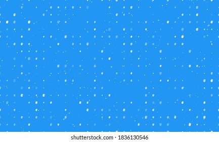 Seamless background pattern of evenly spaced white school bag symbols of different sizes and opacity. Vector illustration on blue background with stars