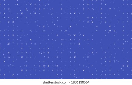 Seamless background pattern of evenly spaced white school supplies symbols of different sizes and opacity. Vector illustration on indigo background with stars