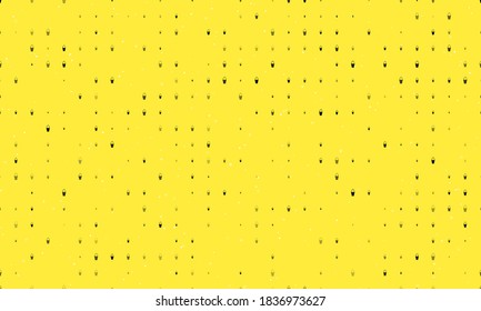 Motif harmonieux d'arrière-plan de symboles de crème glacée noire à espacement égal de tailles et d'opacité différentes. Illustration vectorielle sur fond jaune avec étoiles