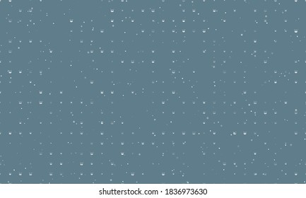 Seamless background pattern of evenly spaced white drum symbols of different sizes and opacity. Vector illustration on blue grey background with stars