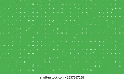 Seamless background pattern of evenly spaced white man with woman symbols of different sizes and opacity. Vector illustration on green background with stars