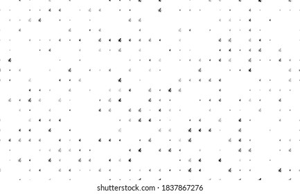 Seamless background pattern of evenly spaced black peeled banana symbols of different sizes and opacity. Vector illustration on white background