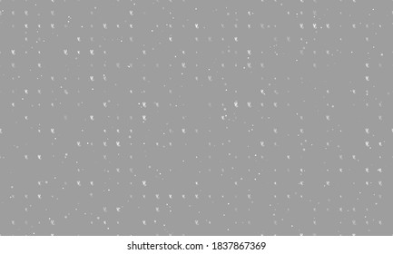 Seamless background pattern of evenly spaced white scorpio symbols of different sizes and opacity. Vector illustration on grey background with stars