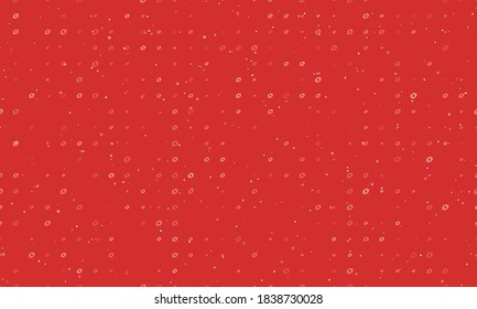 Seamless background pattern of evenly spaced white rugby symbols of different sizes and opacity. Vector illustration on red background with stars