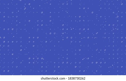 Seamless background pattern of evenly spaced white distance learning symbols of different sizes and opacity. Vector illustration on indigo background with stars