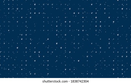 Seamless background pattern of evenly spaced white school supplies symbols of different sizes and opacity. Vector illustration on dark blue background with stars