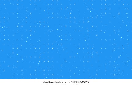 Seamless background pattern of evenly spaced white champagne toast symbols of different sizes and opacity. Vector illustration on blue background with stars