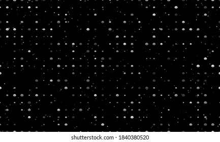 Seamless background pattern of evenly spaced white halloween pumpkin symbols of different sizes and opacity. Vector illustration on black background with stars