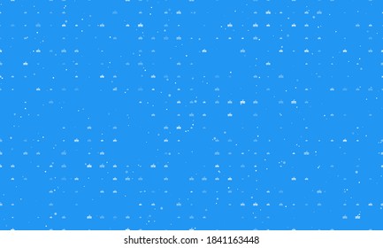 Seamless background pattern of evenly spaced white school building symbols of different sizes and opacity. Vector illustration on blue background with stars