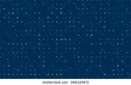 Seamless background pattern of evenly spaced white rugby symbols of different sizes and opacity. Vector illustration on dark blue background with stars