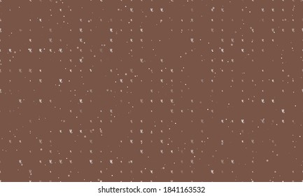 Seamless background pattern of evenly spaced white scorpio symbols of different sizes and opacity. Vector illustration on brown background with stars