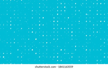 Seamless background pattern of evenly spaced white school bag symbols of different sizes and opacity. Vector illustration on cyan background with stars