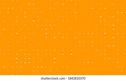 Seamless background pattern of evenly spaced white sport car symbols of different sizes and opacity. Vector illustration on orange background with stars