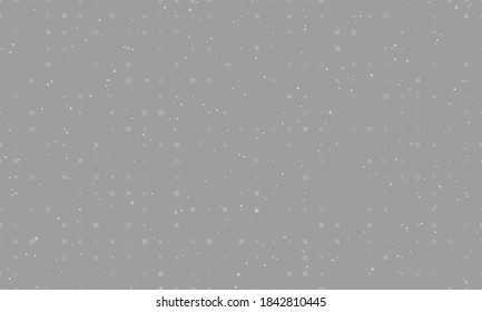 Seamless background pattern of evenly spaced white power socket symbols of different sizes and opacity. Vector illustration on grey background with stars