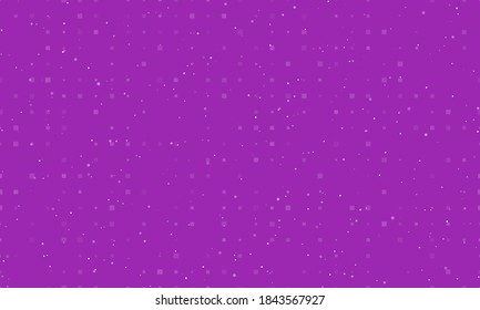 Seamless background pattern of evenly spaced white power socket symbols of different sizes and opacity. Vector illustration on purple background with stars