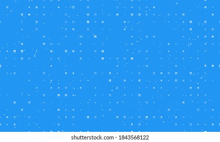 Seamless background pattern of evenly spaced white christmas fireplace symbols of different sizes and opacity. Vector illustration on blue background with stars