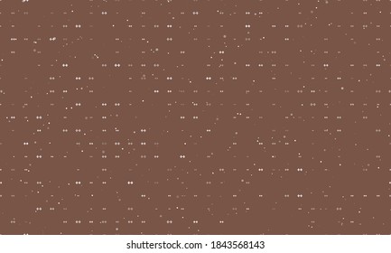 Seamless background pattern of evenly spaced white dumbbell symbols of different sizes and opacity. Vector illustration on brown background with stars