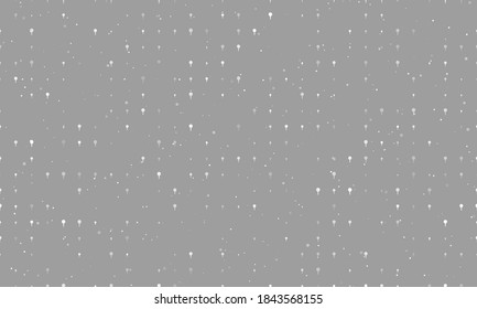 Seamless background pattern of evenly spaced white golf symbols of different sizes and opacity. Vector illustration on grey background with stars