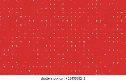 Seamless background pattern of evenly spaced white cloud technology symbols of different sizes and opacity. Vector illustration on red background with stars