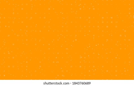 Seamless background pattern of evenly spaced white power socket symbols of different sizes and opacity. Vector illustration on orange background with stars
