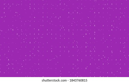 Seamless background pattern of evenly spaced white garland light bulb symbols of different sizes and opacity. Vector illustration on purple background with stars