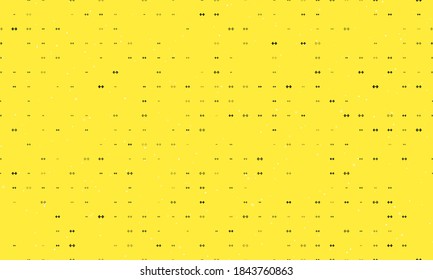 Seamless background pattern of evenly spaced black dumbbell symbols of different sizes and opacity. Vector illustration on yellow background with stars