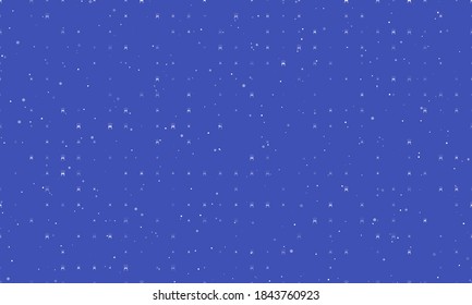 Seamless background pattern of evenly spaced white champagne toast symbols of different sizes and opacity. Vector illustration on indigo background with stars