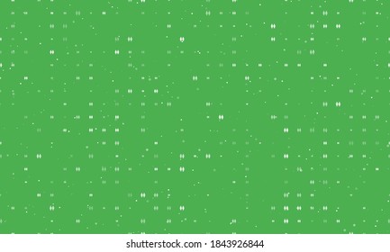 Seamless background pattern of evenly spaced white woman with woman symbols of different sizes and opacity. Vector illustration on green background with stars